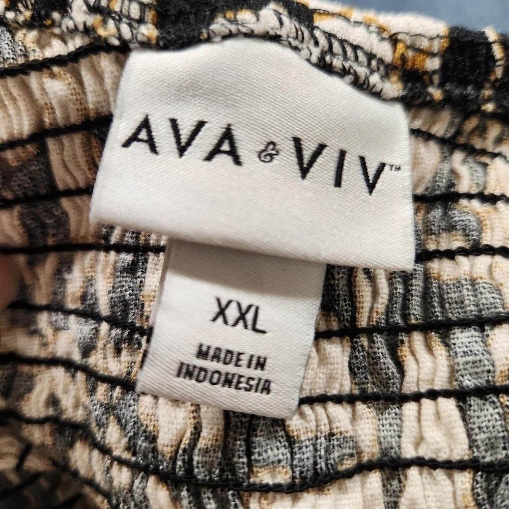 Ava & Viv black cream gold floral linen blend maxi dress with pockets XXL NWT - Picture 8 of 10